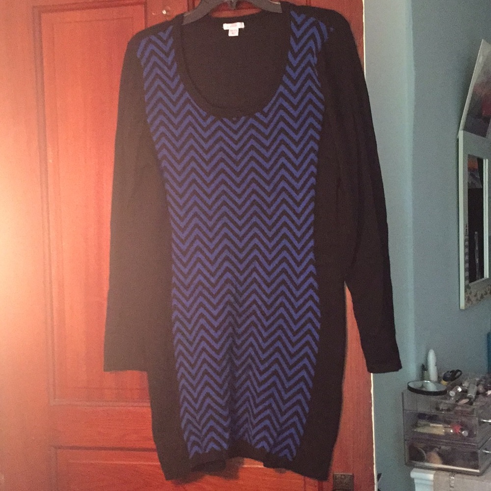 Body Con Black and Blue Sweater Dress